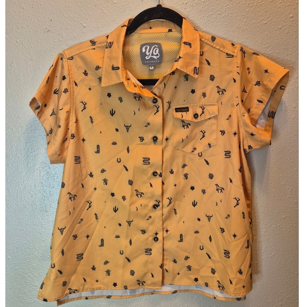 YO COLORADO Western Desert Print Mustard Yellow Top